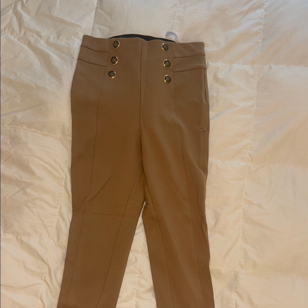 Zara Tan Ankle Cropped Pants with Classic Style